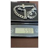 59.8 grams silver cross necklace heavy mens chain