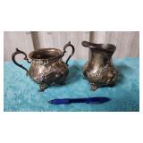 Vintage Gorham silverplate cream and sugar set