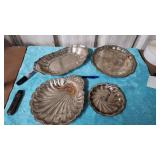vintage assortment of silverplate trays