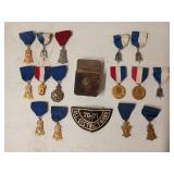 Asst UIL band and twirling metals, Eagle scout