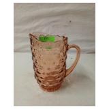 Lovely peach glass pitcher 9.5"