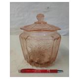 Paint depression glass candy dish with lid 7.5 x 6