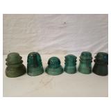 5 asst glass insulators