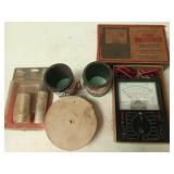 Plastic tub of assorted tools, 2" flexible