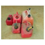 5 asst plastic gas jugs