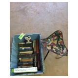 Plastic storage tote of assorted religious b