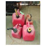 4 asst plastic gas jugs