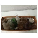 Asst glass bottles, beer mugs, vase