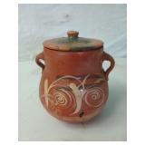 Pottery jug w/ lid 9 x 7.25
