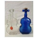 2 glass violin bottles 8" tall