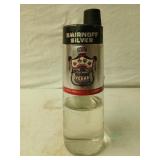 Half a bottle of clear sanitizing liquid