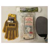 2 pair leather work glove size large, knit grip