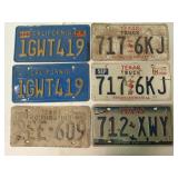 Pair of California license plates, pair of Texas