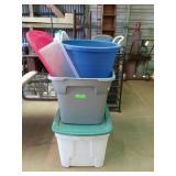 Asst plastic totes and tubs