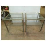 Pair of glass top side tables 18x20x20