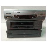 Apex DVD player, RCA VHS flare, other VHS player
