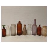 Asst glass bottles
