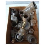 Asst glass bottles and jars