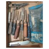 Pop rivet tool, chisels, box cutter, etc