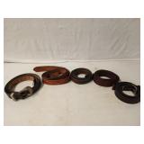 5 leather belts sizes 52" - 58"