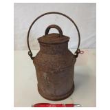 Antique milk can with lid and handle 11 x 7