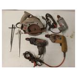 Asst electric power tools, all work; saw guides