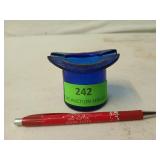 Cobalt glass ashtray 2.25 x 3.25 x 2.5