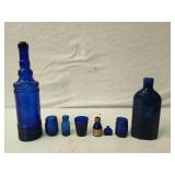 8 pcs asst cobalt blue glass