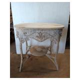 Wood & wicker oval table 30x20x30