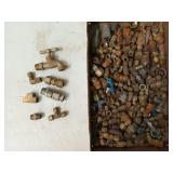 Asst brass and other fittings, couplers, tees,
