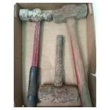 2 sledgehammers, large ball peen hammer
