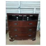 3 drawer chest 38x18x38 has dog scratching damage