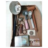 Porcelain water dipper, old shears, ice cream