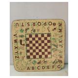 Old table top checkerboard and learning station,