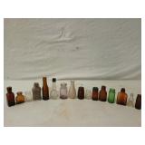 Box of asst small glass bottles