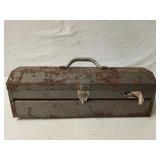 Metal toolbox 19" w/ tray & contents, bottom is