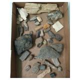 Flat of asst petrified wood