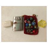 Aladdin jon-e hand warmer, marble & shooters,