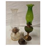 2 outside thread kerosene lamps, tiny kerosene