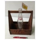 Wood soda caddy w/ Pepsi bottle