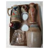 Polished Stone vase & jar, beer stein, crock