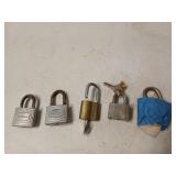4 locks, 2 keys; combination lock