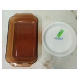 CorningWare pie plate, anchor honking casserole