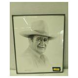 Framed John Wayne sketch signed 1988 24 x 20