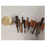 Asst wood handled wood carving tools