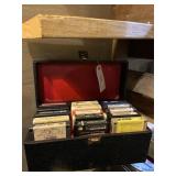 Leather box with eight track tapes 15 count