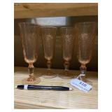 Pink Arocroc Rosalyn swirl champagne flutes  4