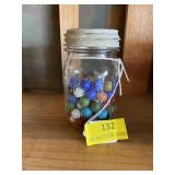 Game marbles and ball mason jar with zinc lid