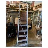 Vintage wood five rung stepladder, painted and