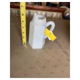 Antique slag glass syrup  pitcher.  baby blue